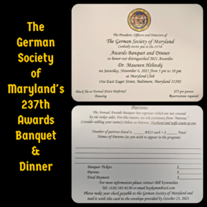 The German Society 2021 Awards Banquet and Dinner Details